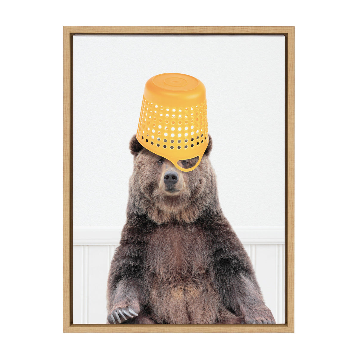 Sylvie Basket Case Bear Framed Canvas by Amy Peterson Art Studio