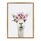 Sylvie Flower Crown Alpaca Framed Canvas by Amy Peterson Art Studio