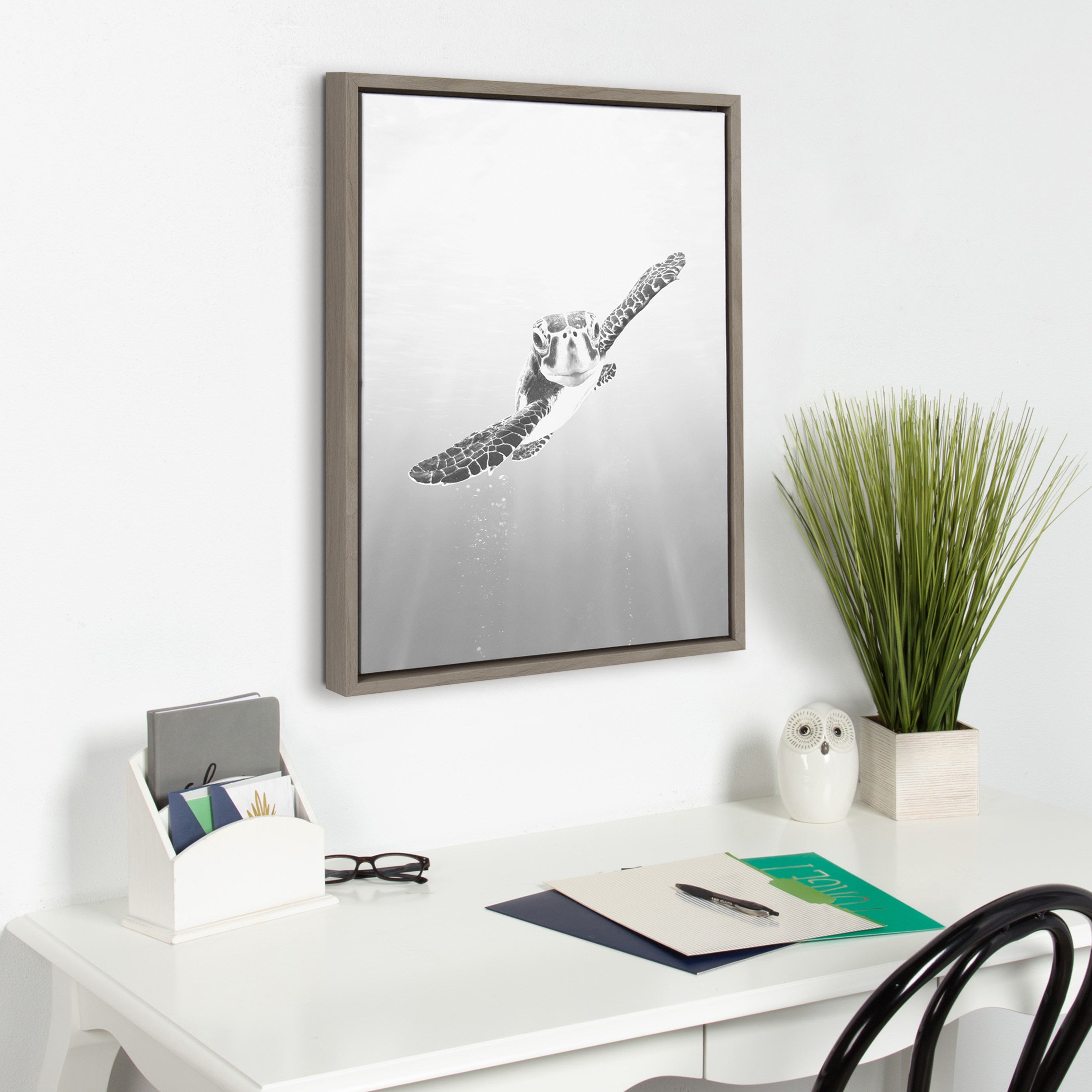 Sylvie Sea Turtle Framed Canvas by Simon Te of Tai Prints