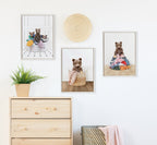Sylvie Beaded Bear On Laundry Pile Scandi Style Framed Canvas by Amy Peterson