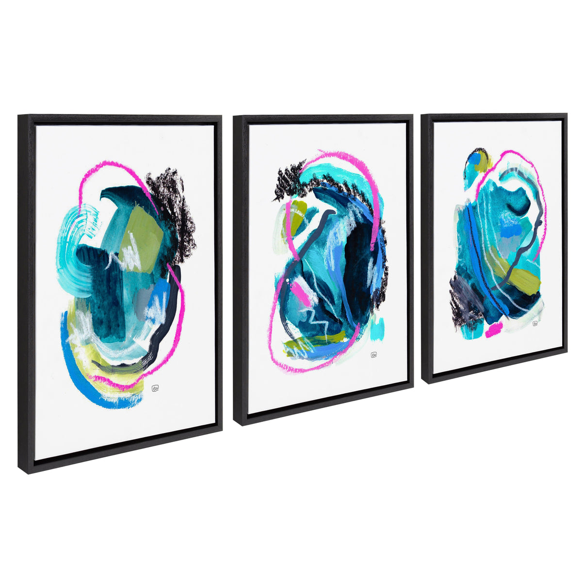 Sylvie Feelings No 1, 2 and 3 Framed Canvas Art Set by Erika Wynn