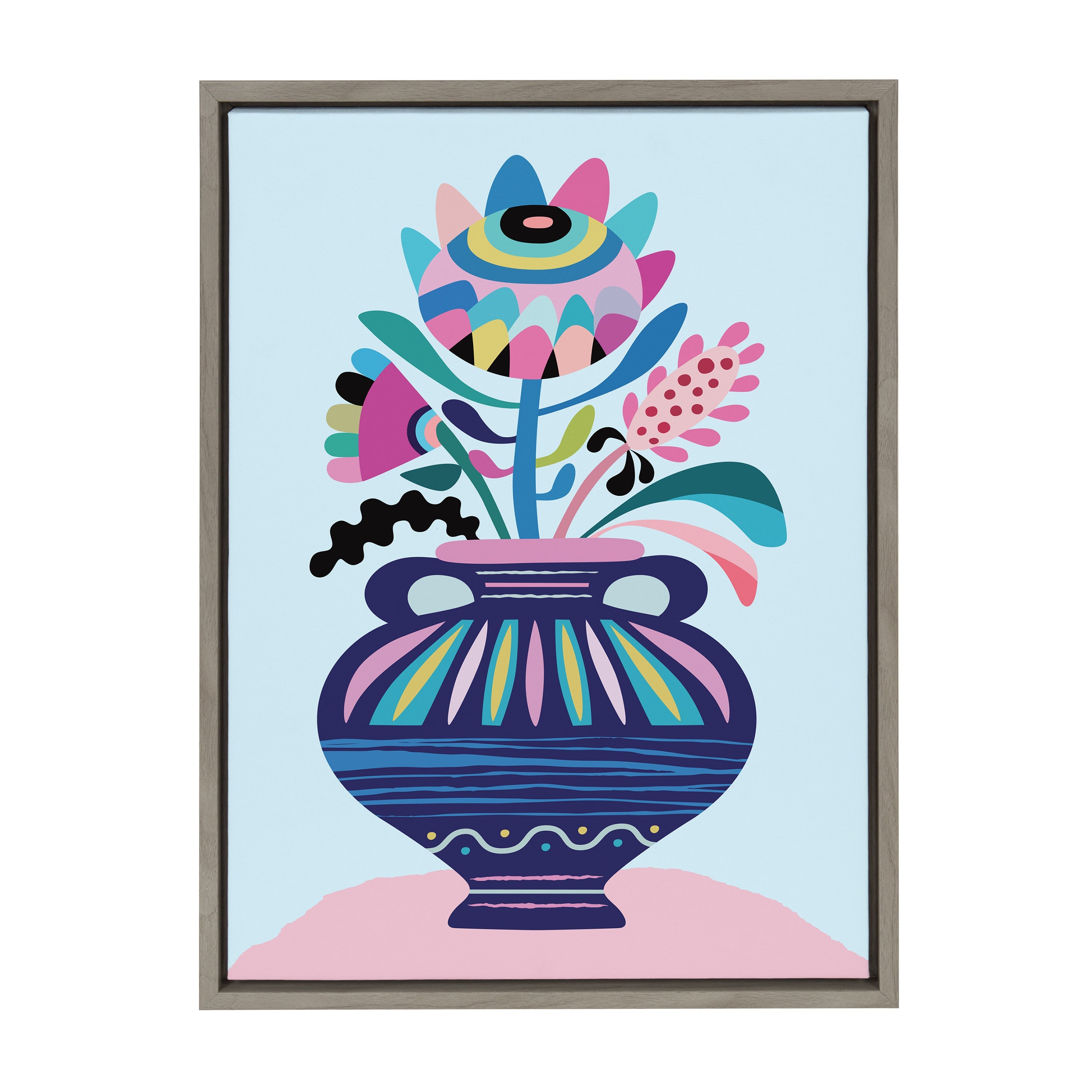 Sylvie Mid Century Modern Whimsical Floral Framed Canvas by Rachel Lee of My Dream Wall