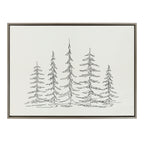 Sylvie Minimalist Evergreen Trees Sketch Framed Canvas by The Creative Bunch Studio