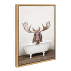 Sylvie Moose Rustic Bubble Bath Framed Canvas by Amy Peterson Art Studio