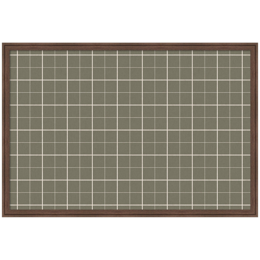 Framed Fabric Pinboard Sage Green Plaid Wall Organization