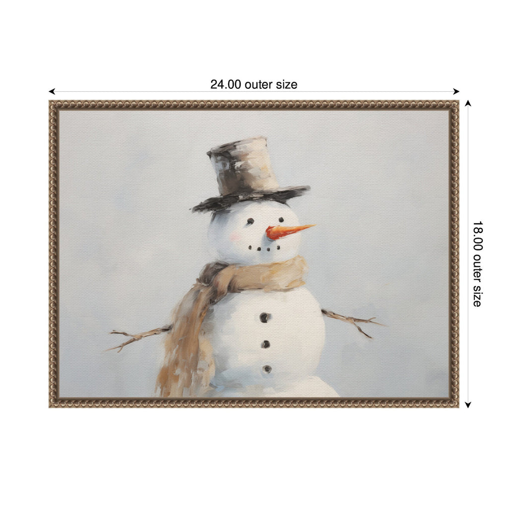 Sylvie Beaded Snowman Portrait Framed Canvas by The Creative Bunch Studio