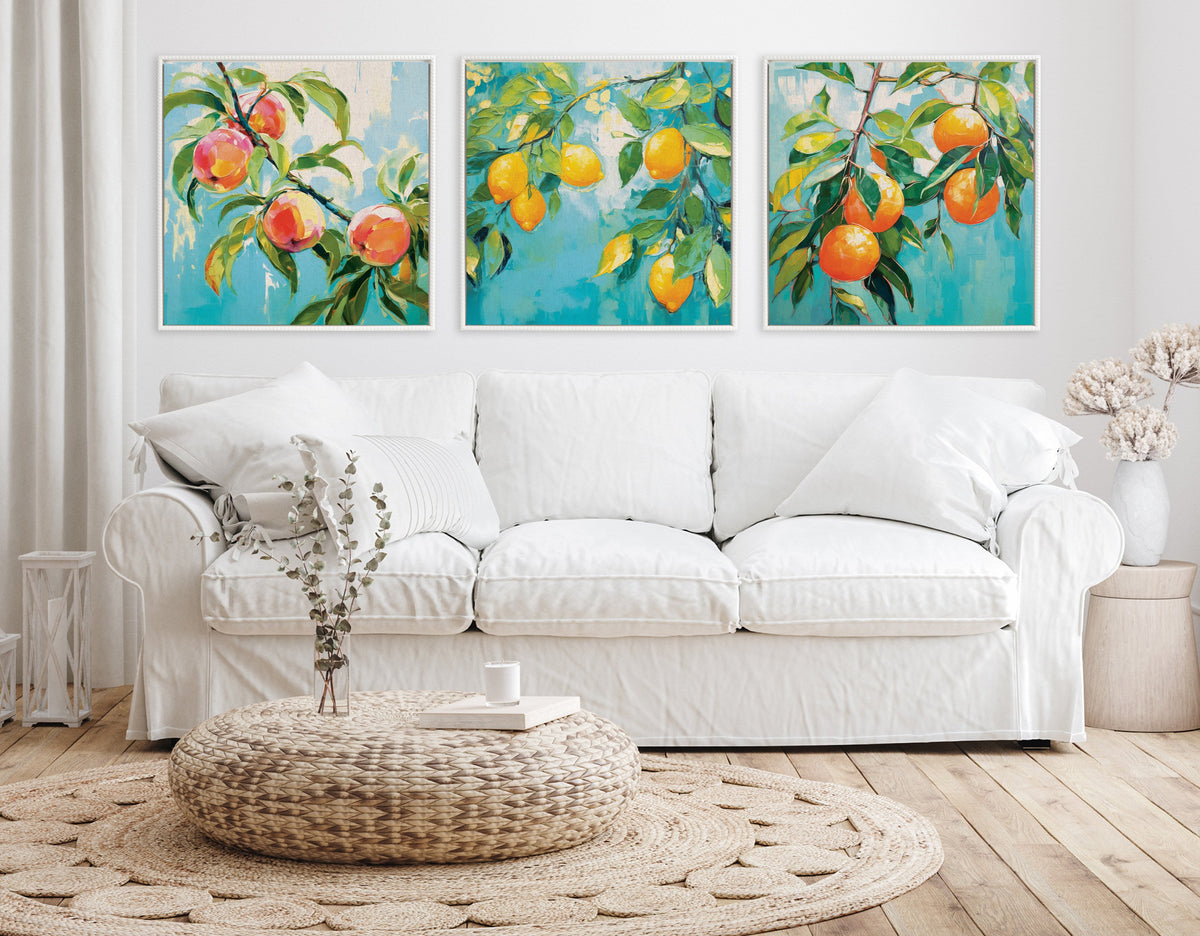 Sylvie Beaded Lemon Tree Framed Canvas by The Creative Bunch Studio