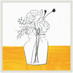 Sylvie Minimalist Floral Vase on Yellow Table Framed Canvas by Teju Reval