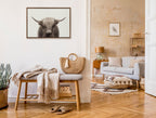 Sylvie Hey Dude Highland Cow Color Framed Canvas by The Creative Bunch Studio