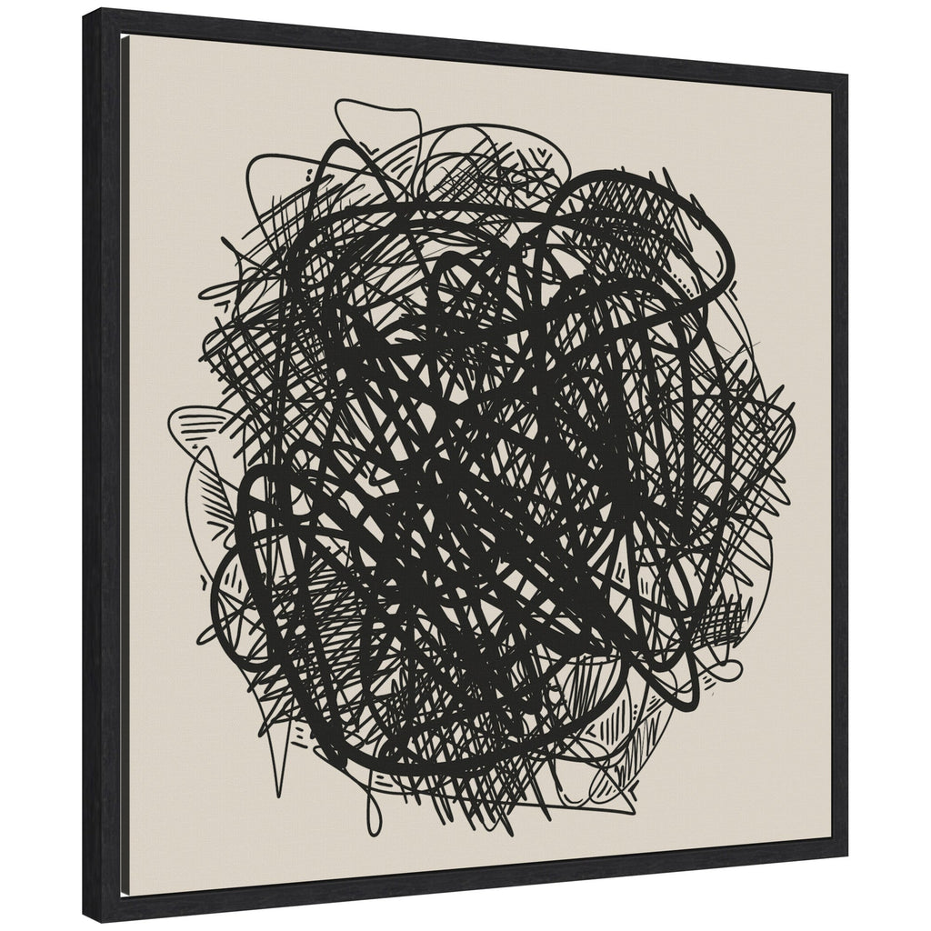 Modern Abstract Linework Loofah by The Creative Bunch Studio Framed Canvas Wall Art Print