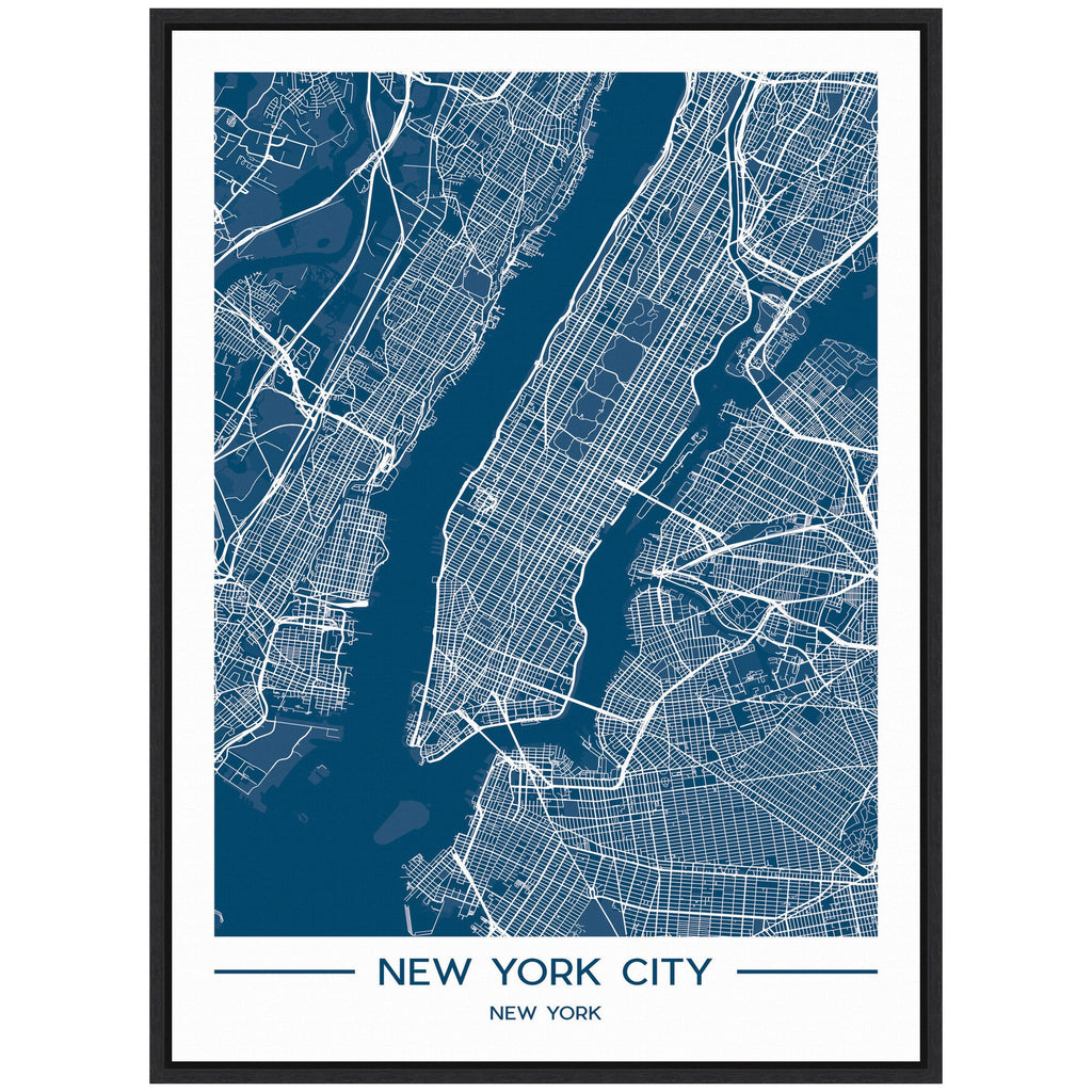 Sylvie NYC Blue Color Map Framed Canvas by Jake Goossen