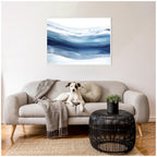 Abstract Linear Blues by The Creative Bunch Studio Framed Canvas Wall Art Print