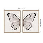 Sylvie Beaded Minimal Butterfly Watercolor Neutral Linen - 2 Piece Framed Canvas Art Set by The Creative Bunch Studio