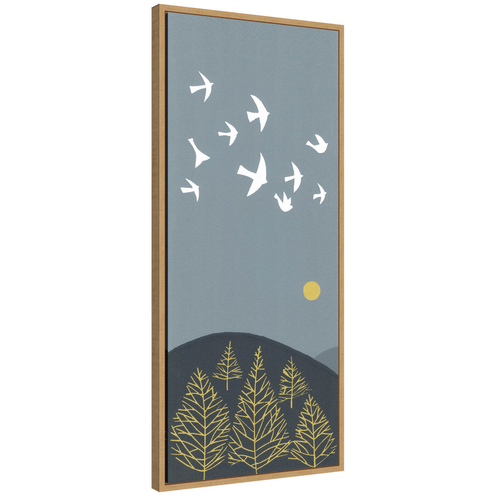 Sylvie Hilltop Flight Linocut Bird Framed Canvas by Giuliana Lazzerini