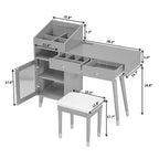 Modern Makeup Vanity Desk With Drawers Cabinet & Charging Port Engineered Wood Space Saving Design For Small Places - Black