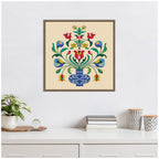 Floral Blue Vase 02 by Rachel Lee Framed Canvas Wall Art Print