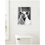 Sylvie Pig Bathroom Art Towel Robe Black and White Framed Canvas by The Creative Bunch Studio
