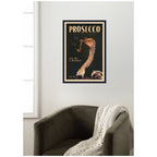 WG Deco Prosecco Ostrich by The Whiskey Ginger Framed Canvas Wall Art Print