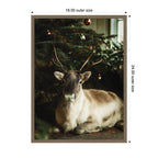 Sylvie Framed Canvas Reindeer Sitting Under a Christmas Tree by Michael Schauer