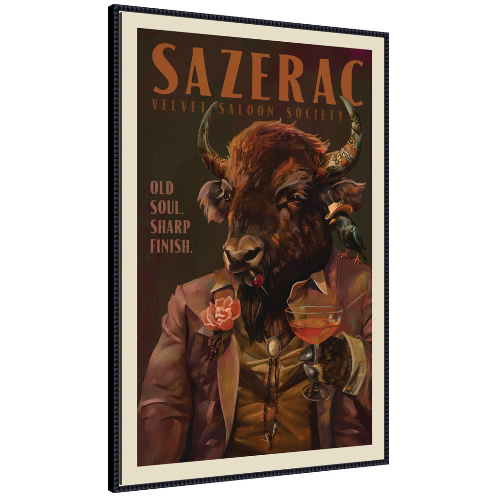WG Sazerac Bison Buffalo by The Whiskey Ginger Framed Canvas Wall Art Print