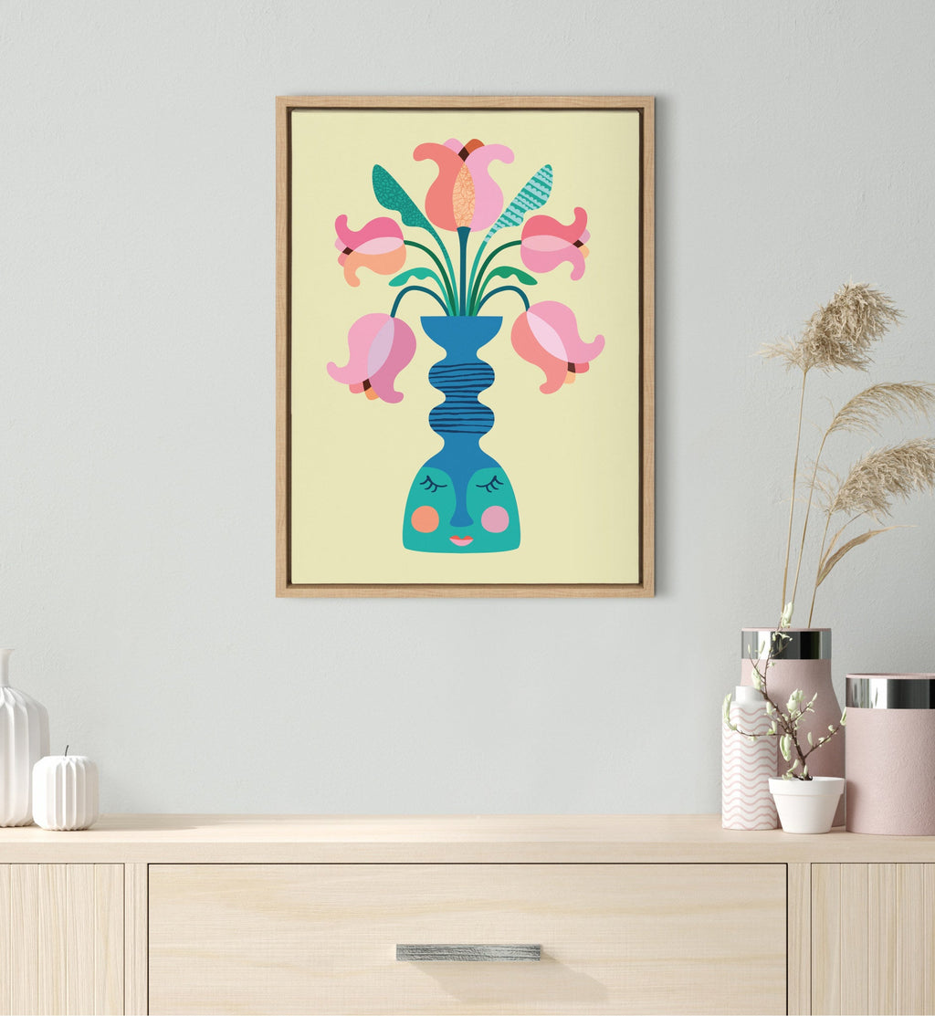 Sylvie Mid Century Modern Tulips Framed Canvas by Rachel Lee of My Dream Wall