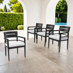 Outdoor Patio Dining Chairs With Outdoor Grade Sunbrella Fabric Cushions, Tapered Feet (Set of 4) - Ember Black