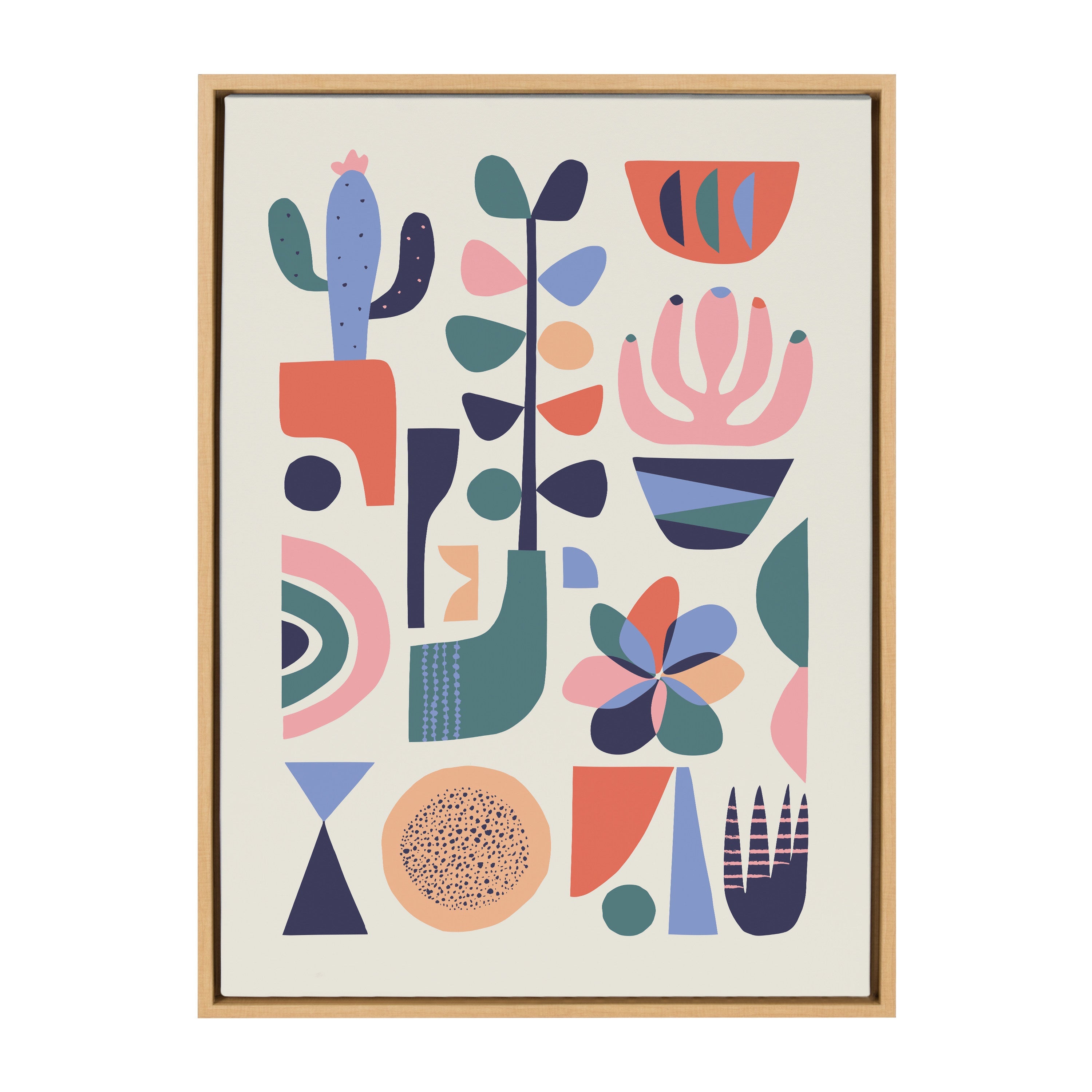 Sylvie Mid Century Succulents Framed Canvas by Rachel Lee of My Dream Wall