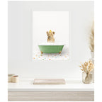 Sylvie Lion Cub in Green Bathtub on Colored Tile Framed Canvas by Amy Peterson