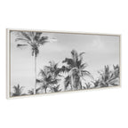 Sylvie Coastal Coconut Palm Tree Beach BW Framed Canvas by The Creative Bunch Studio