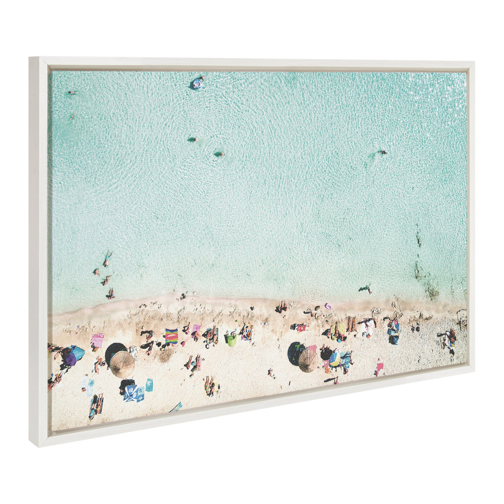 Sylvie Turquoise Beach from Above Framed Canvas by Amy Peterson Art Studio