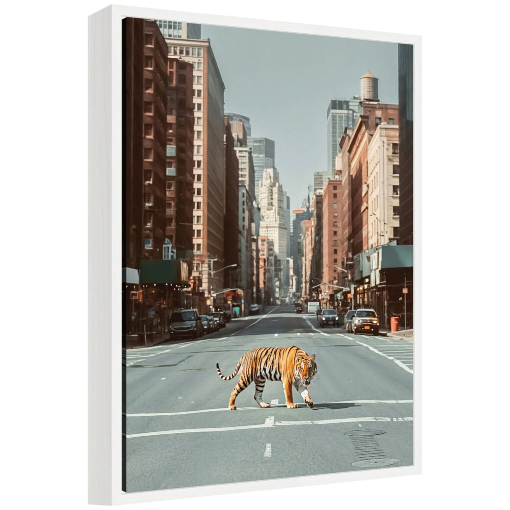 Sylvie Urban Tiger in the City Framed Canvas by Michael Schauer
