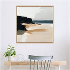 Sylvie Coastal Sand Modern Abstract Landscape I Framed Canvas by The Creative Bunch Studio