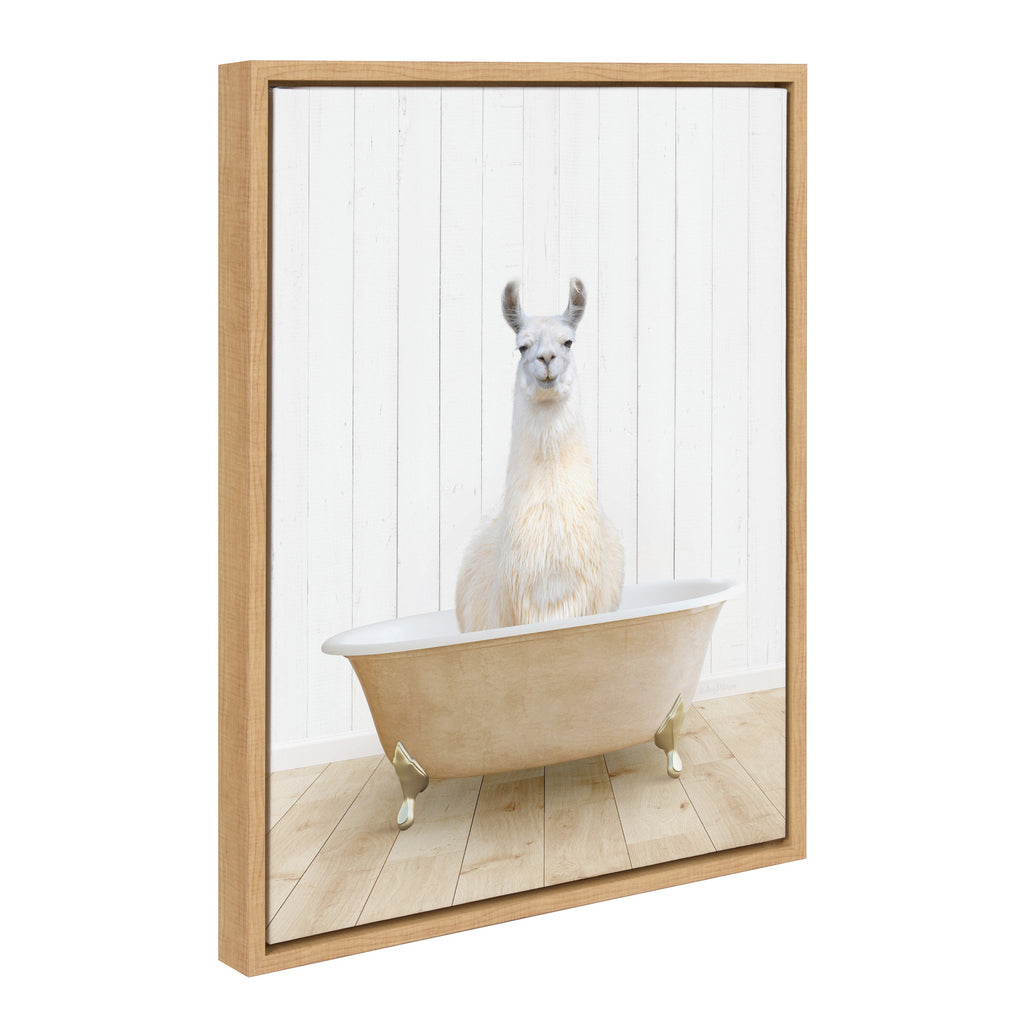 Sylvie Llama Farmhouse Bath Framed Canvas by Amy Peterson Art Studio