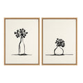 Sylvie Still Life Sketched Botanical Flower Vase Framed Canvas Set by The Creative Bunch Studio