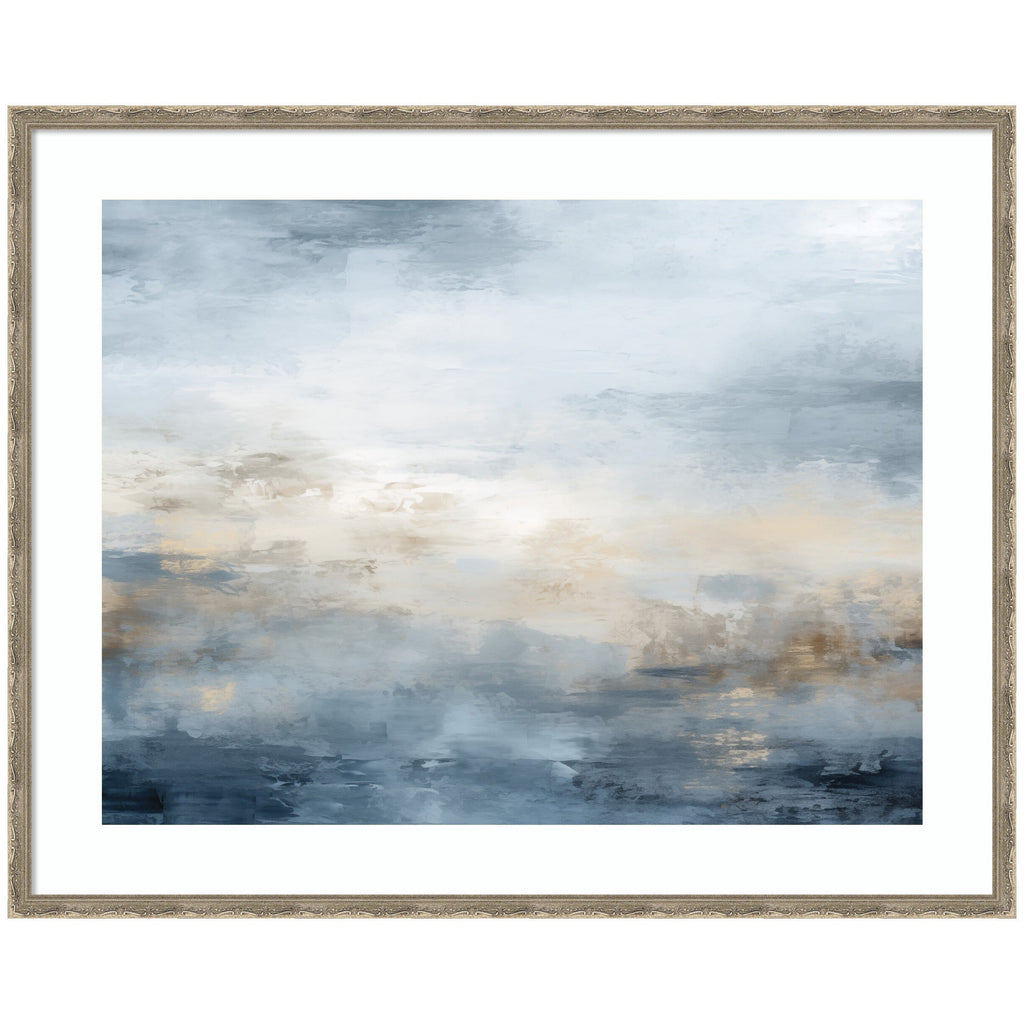 Framed Art Tonal Abstract Oceanic Nautical Serenity Blue Horizontal by The Creative Bunch Studio