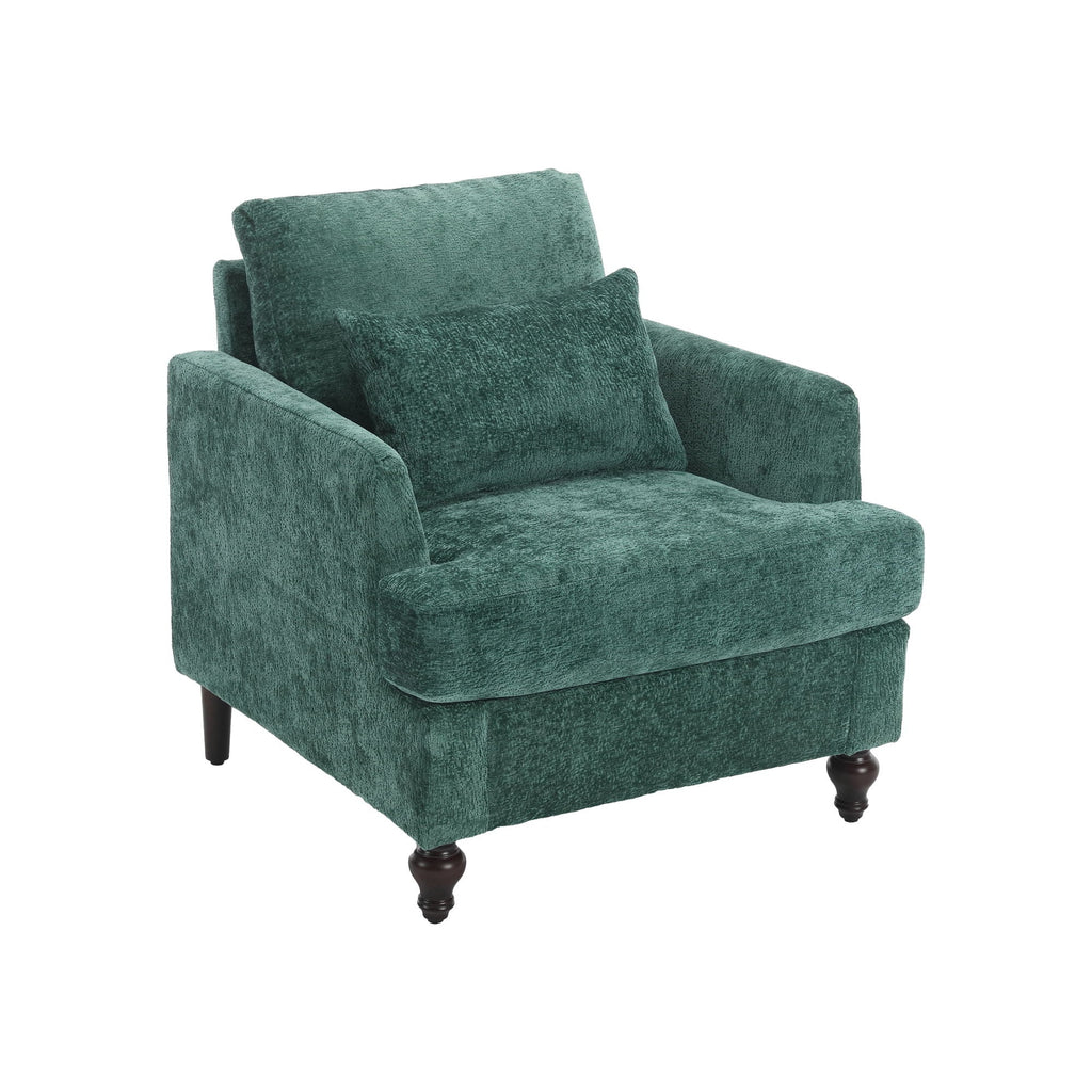 Modern Mid Century Wood Frame Armchair With Tufted Design
