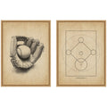 Vintage Baseball 2 Piece Framed Canvas Wall Art Set by The Creative Bunch Studio