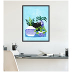 Blue Pots by Planet Cat Framed Canvas Wall Art Print