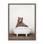 Sylvie Bear Rustic Bubble Bath Framed Canvas by Amy Peterson Art Studio