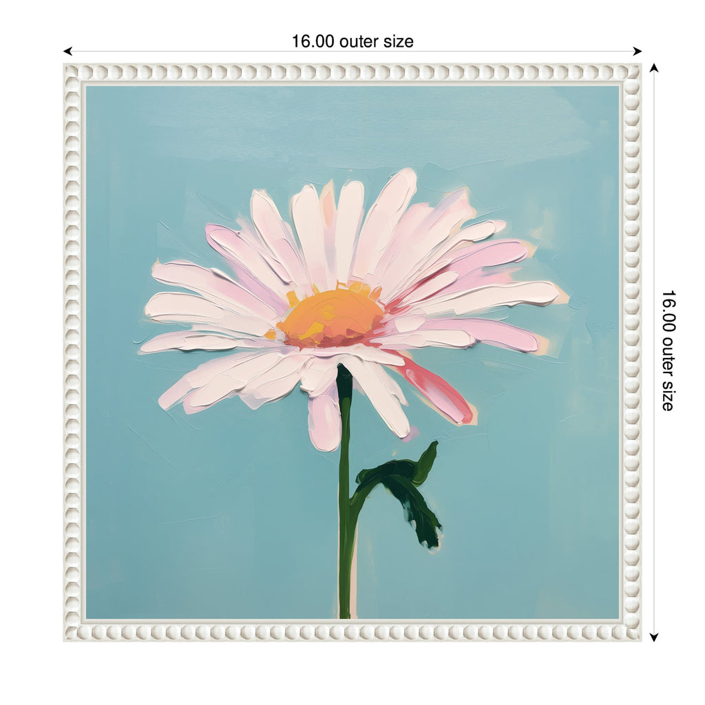 Sylvie Delicate Daisy 1 Teal Framed Canvas by The Creative Bunch Studio