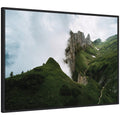 Sylvie Mountain Ridge and Green Meadow on a Cloudy Day Framed Canvas by Michael Schauer