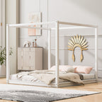 Wood Canopy Platform Bed With Support Legs And Airflow Slats