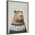 Sylvie Framed Canvas Capybara in Winter Snowflake Sweater by The Creative Bunch Studio