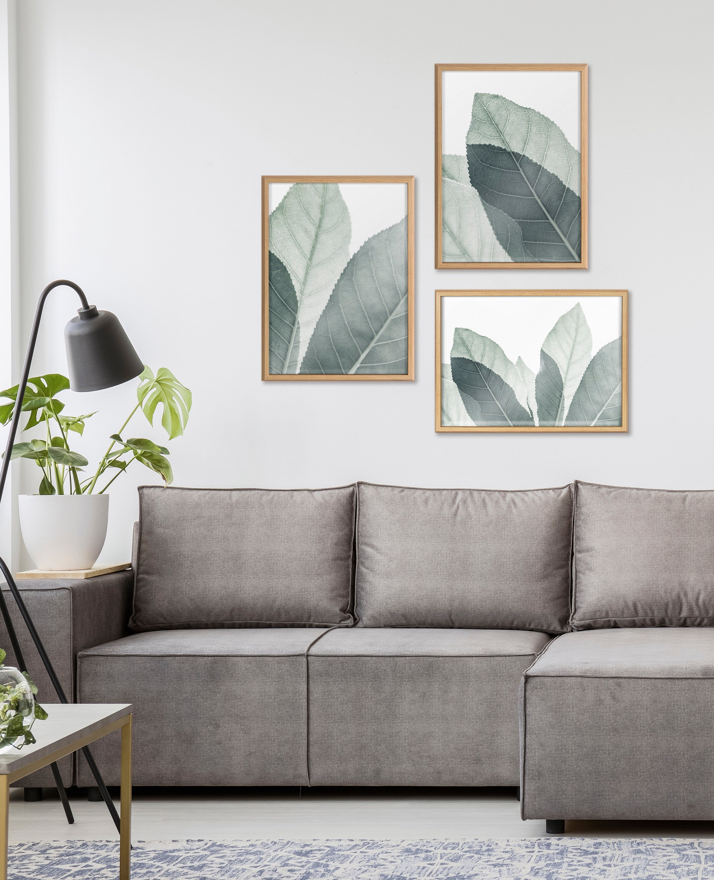 Blake Modern Green Leaf Botanical Framed Printed Glass by The Creative Bunch Studio