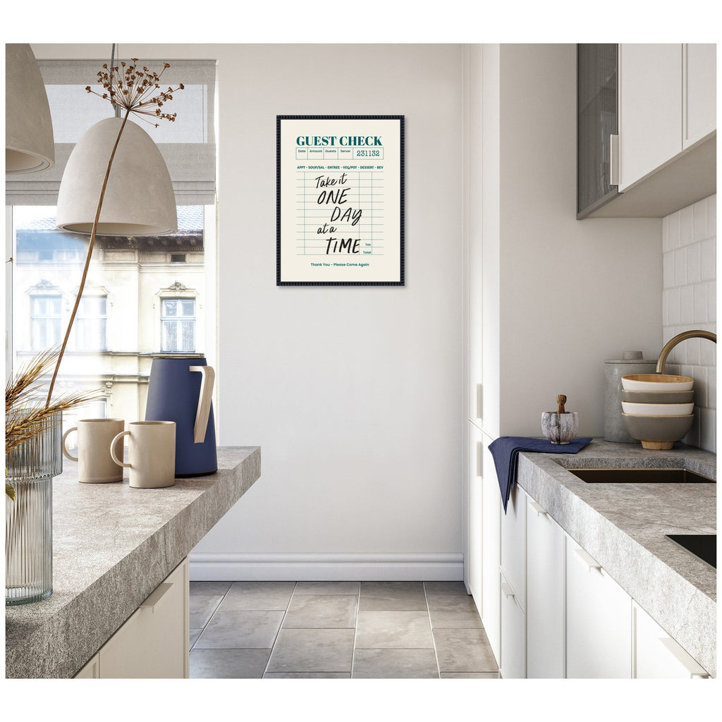 Guest Check One Day At A Time by The Creative Bunch Studio Framed Canvas Wall Art Print