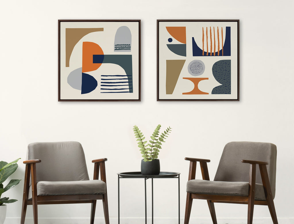 Sylvie Abstract Mid Century Framed Canvas by Rachel Lee of My Dream Wall