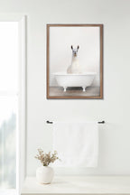 Blake Alpaca in the Tub Color Framed Printed Glass by Amy Peterson Art Studio