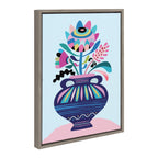 Sylvie Mid Century Modern Whimsical Floral Framed Canvas by Rachel Lee of My Dream Wall