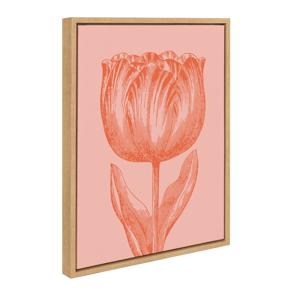 Sylvie Tulip in Pink and Orange Framed Canvas by Apricot and Birch