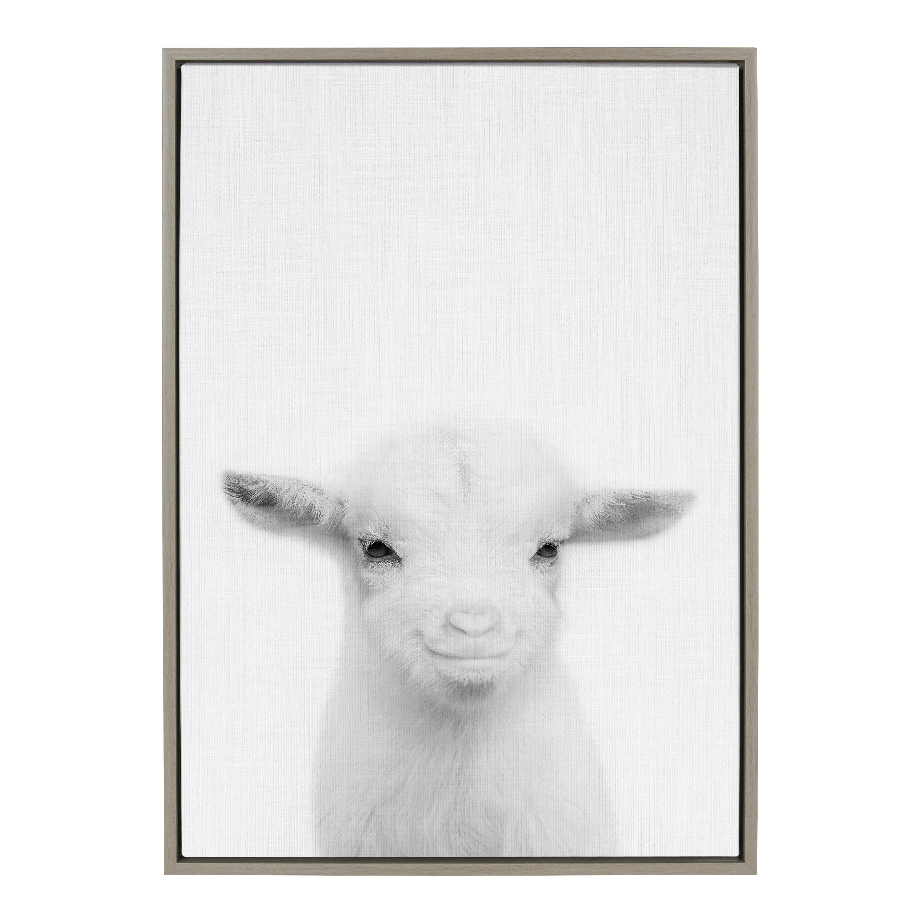 Sylvie Baby Goat Framed Canvas by Simon Te Tai